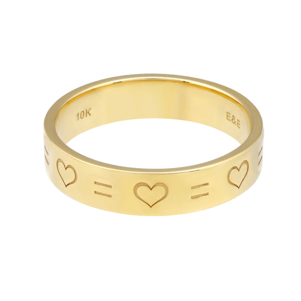 5MM Wedding "Love Is Love" Ring in 10KT Yellow Gold; Size 7