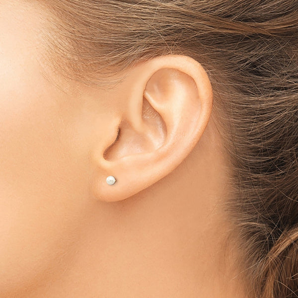 3MM Round Pearl Stud Earrings in 14KT Yellow Gold