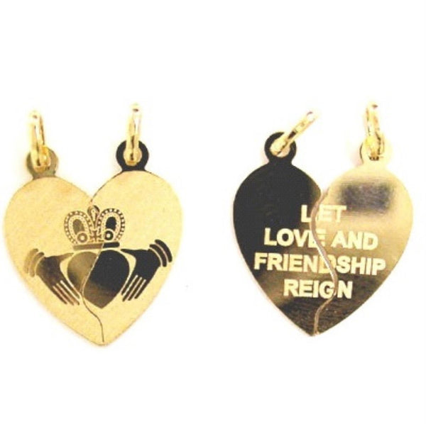 10KT Gold Heart Claddagh Break Apart Charm