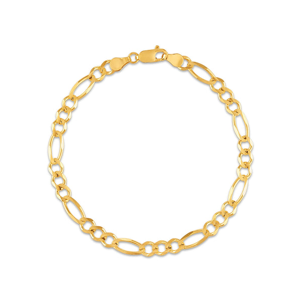 10KT Yellow Gold 8.5" 5.35MM Figaro Bracelet