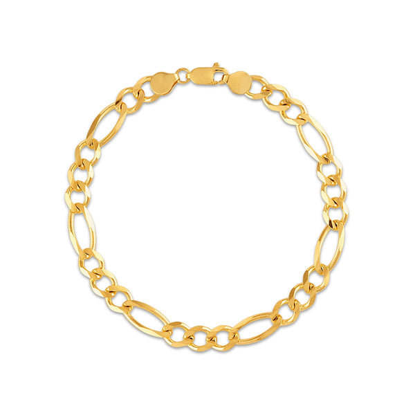 10KT Yellow Gold 8.5" 6.65MM Figaro Bracelet