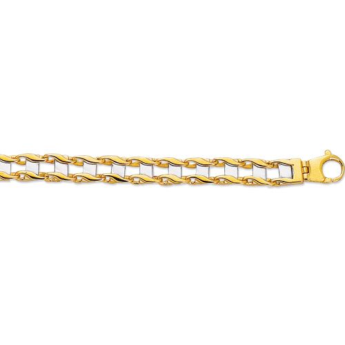 14KT White and Yellow Gold 8.5" Fancy Railroad Bracelet