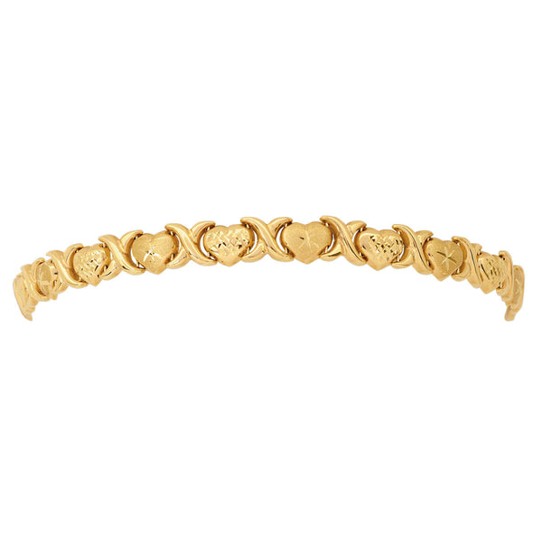 10KT Yellow Gold 7" Heart Bracelet