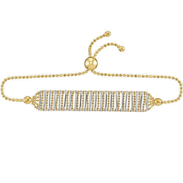 14KT White and Yellow Gold 9.5" Bolo Bracelet