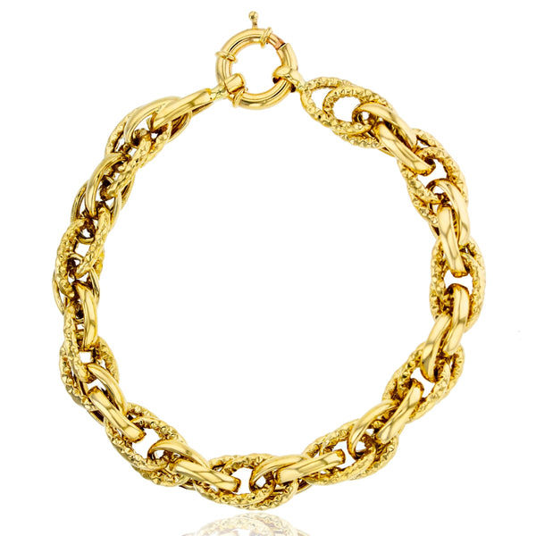 10KT Yellow Gold 7.5" 7.5MM Fancy Bracelet