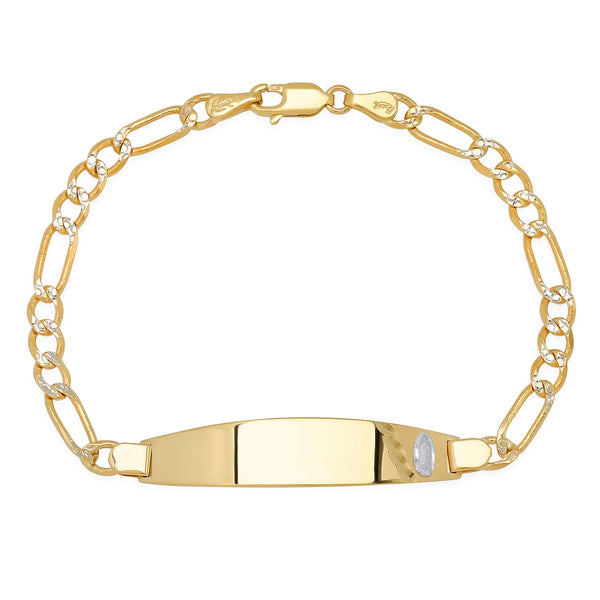 14KT Gold 7" ID Bracelet with Guadalupe Engraving