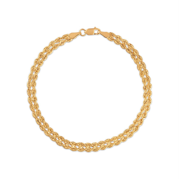 10KT Yellow Gold 7.25" Rope Bracelet