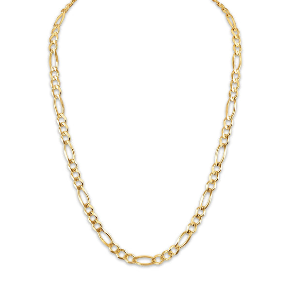 10KT Yellow Gold 24" 7.95MM Figaro Lobster Clasp Chain