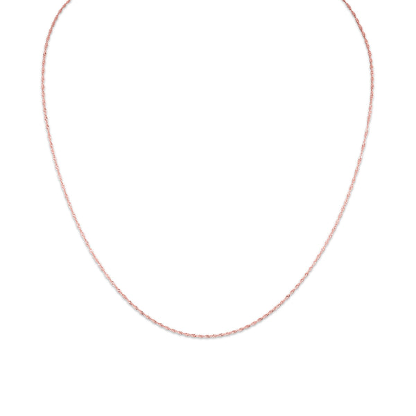 14KT Rose Gold 18" 1MM Singapore Chain