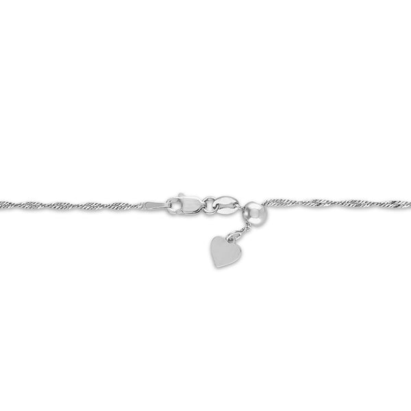 14KT White Gold 22" 1.3MM Adjustable Singapore Chain