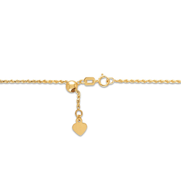 10KT Yellow Gold 24" Adjustable Rope Chain
