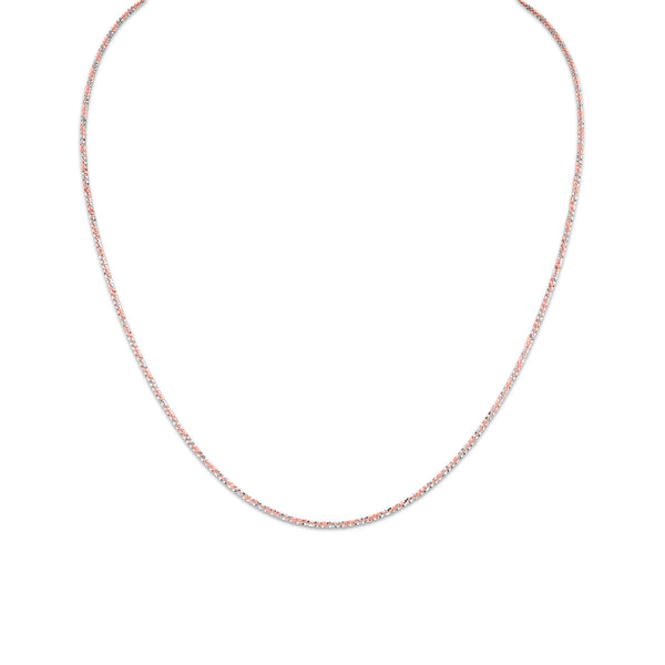 14KT White and Rose Gold 18" 1.5MM Sparkle Lobster Clasp Chain