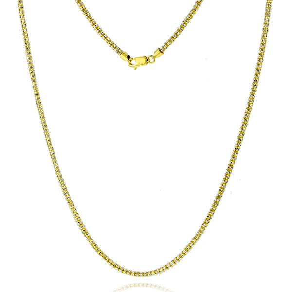 14KT White and Yellow Gold 24" 3.5MM Diamond-cut Chain