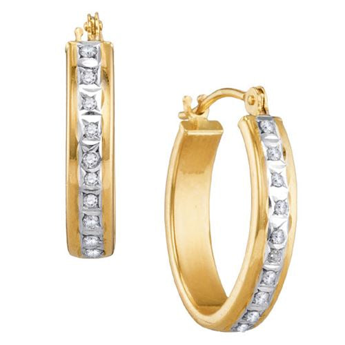 Diamond Fascination 14KT Yellow Gold 14X17MM Diamond Accent Hoop Earrings