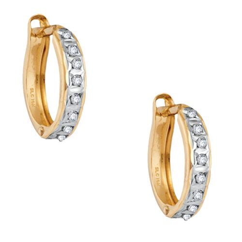Diamond Fascination 14KT Yellow Gold 12MM Diamond Accent Hoop Earrings