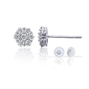 14KT White Gold Swarovski Zirconia Cluster Stud Earrings