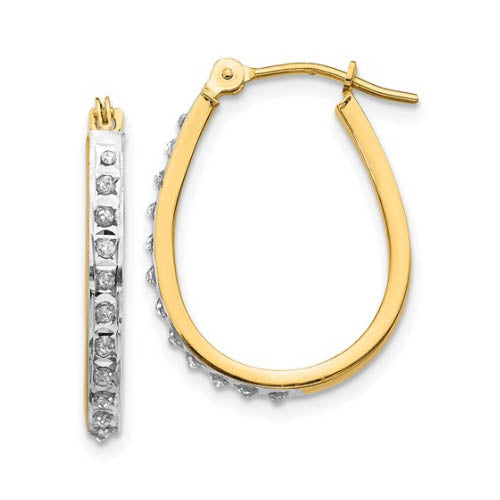 Diamond Fascination 14KT Yellow Gold 20X16MM Diamond Accent Hoop Earrings