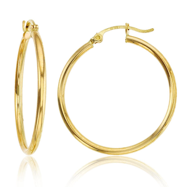 10KT Yellow Gold 2X30MM Hoop Earrings
