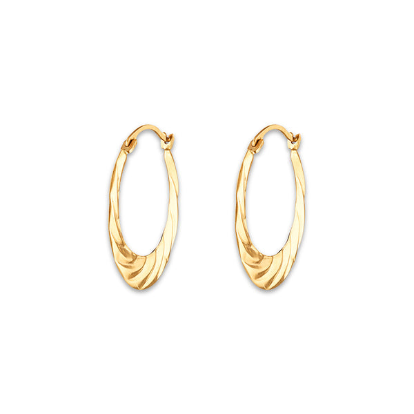 Gold One 1KT Yellow Gold 20MM Hoop Twist Earrings