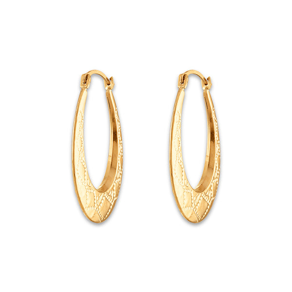 Gold One 1KT Yellow Gold 25X20MM Hoop Earrings