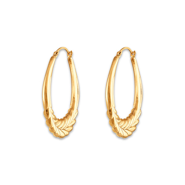 Gold One 1KT Yellow Gold 28X25MM Hoop Leaves Earrings