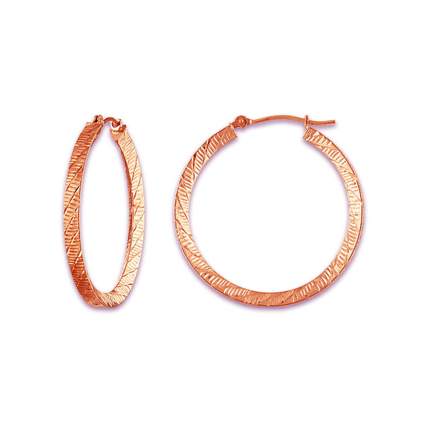 10KT Rose Gold 30X3MM Hoop Earrings