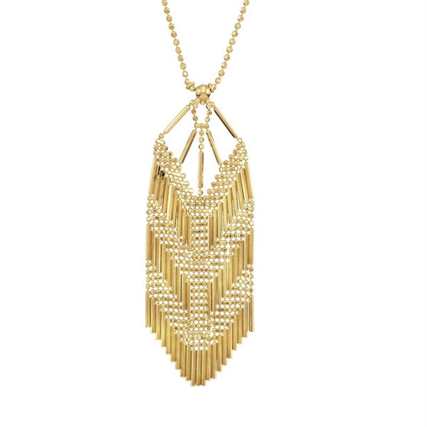 14KT Yellow Gold 17" Beaded Mesh Necklace
