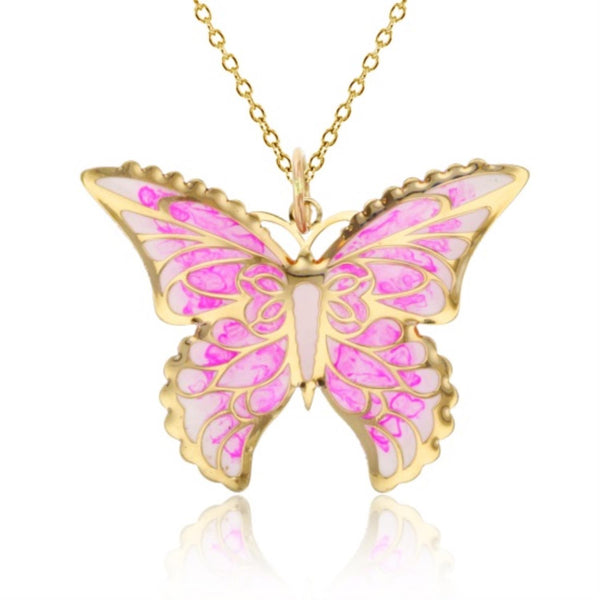 14KT Yellow Gold 18" Butterfly Pendant