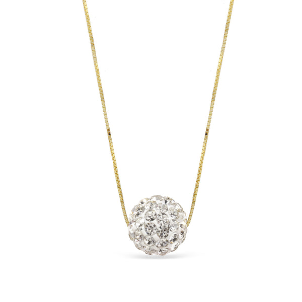 14KT Yellow Gold Crystal 10MM 18" Bead Pendant