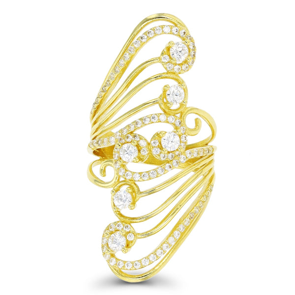 10KT Yellow Gold Cubic Zirconia Filigree Fashion Ring