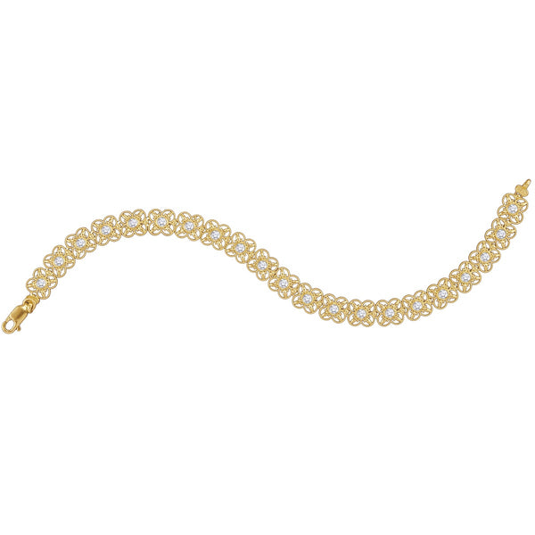 10KT Yellow Gold 7" Flower Bracelet