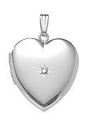 Sterling Silver and Diamond 23MM 18" Heart Locket Pendant