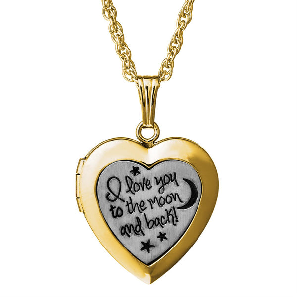 14KT Yellow Gold Filled 19MM 18" Locket I Love You To The Moon And Back Pendant
