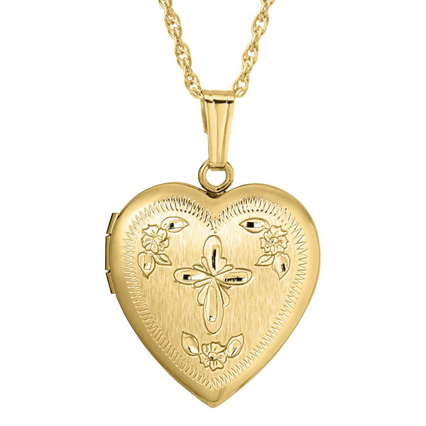 14KT Yellow Gold Filled 18" Locket Cross Pendant