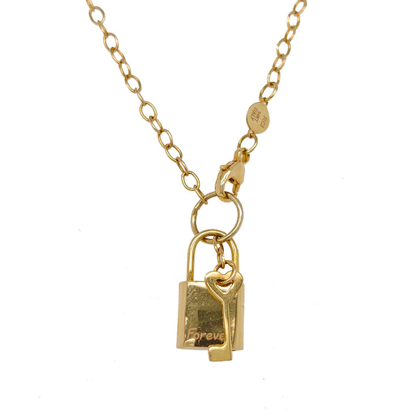 14KT Yellow Gold 18" Lock and Key Necklace