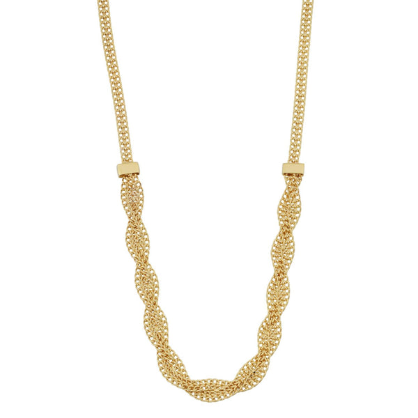10KT Yellow Gold 17" Fancy Braided Curb Necklace