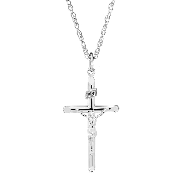 Sterling Silver 18" Crucifix Cross Pendant