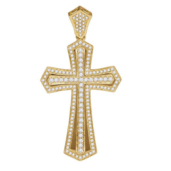 10KT Yellow Gold 1 CTW Diamond Cross Pendant-Chain Not Included