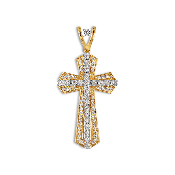 10KT Yellow Gold 1 CTW Diamond 50X24MM Cross Pendant-Chain Not Included