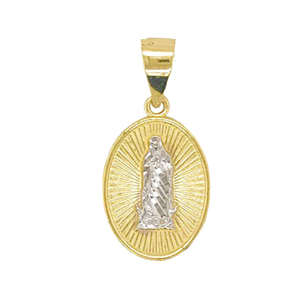 10KT White and Yellow Gold Guadalupe 2-Sided Praying Hands Pendant