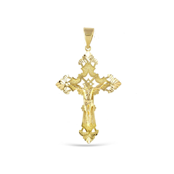 10KT Yellow Gold 62X36MM Crucifix Cross Pendant-Chain Not Included