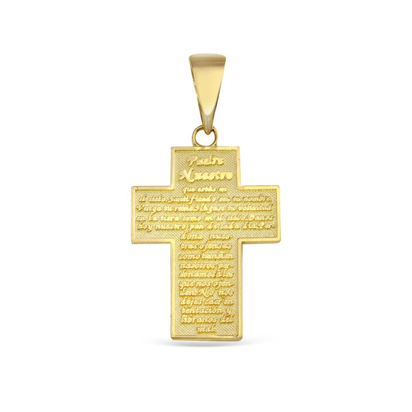 10KT Yellow Gold 39X21MM Cross LORDS PRAYER Pendant
