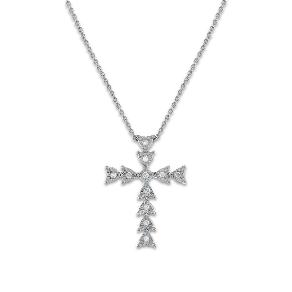 1/10 CTW Diamond 18" Cross Pendant in Sterling Silver