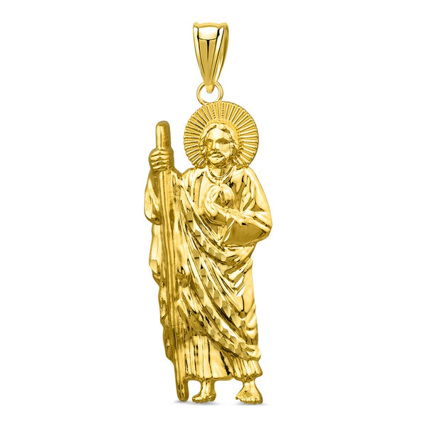 10KT Yellow Gold 40MM St Jude Pendant-Chain Not Included