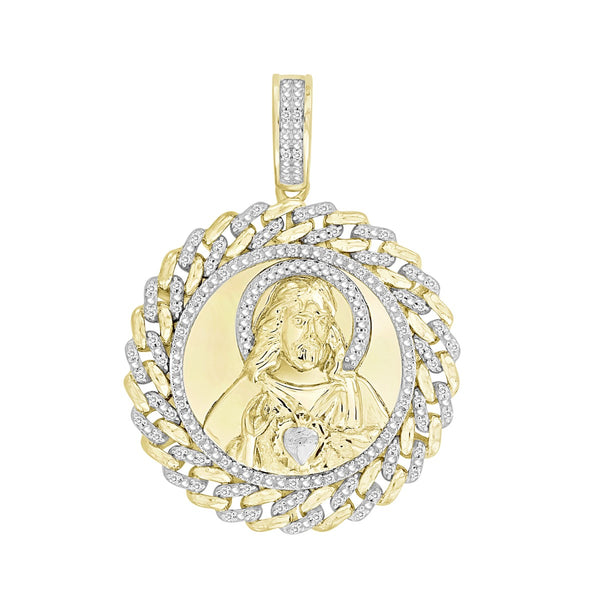 Titan by Adrian Gonzalez 10KT Yellow Gold 1/6 CTW Diamond 37X27MM Jesus Medallion Pendant-Chain Not Included