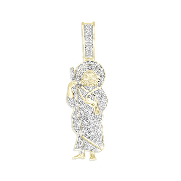 Titan by Adrian Gonzalez 10KT Yellow Gold 1/5 CTW Diamond 34X10MM St Jude Pendant-Chain Not Included