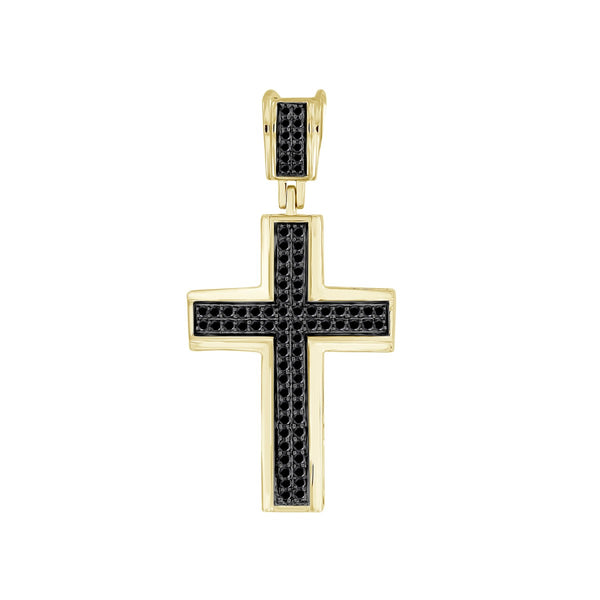 Titan by Adrian Gonzalez 10KT Yellow Gold 1/4 CTW Diamond 33X16MM Cross Pendant-Chain Not Included