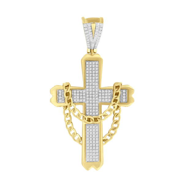 Titan by Adrian Gonzalez 10KT Yellow Gold 1/2 CTW Diamond 53X28MM Cross Pendant-Chain Not Included