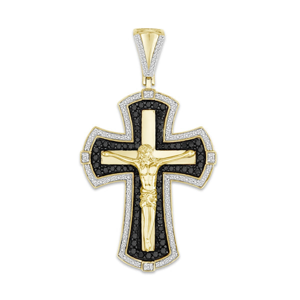 Titan by Adrian Gonzalez 10KT Yellow Gold 1 CTW Diamond 50X28MM Crucifix Pendant-Chain Not Included