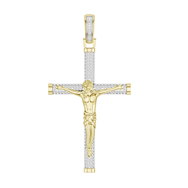 Titan by Adrian Gonzalez 10KT Yellow Gold 1/3 CTW Diamond 53X28MM Crucifix Pendant-Chain Not Included